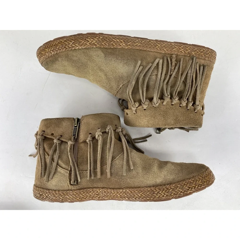 UGG Australia Ankle Boots  Size 6 Booties Shenendoah‎ Beige Fringes